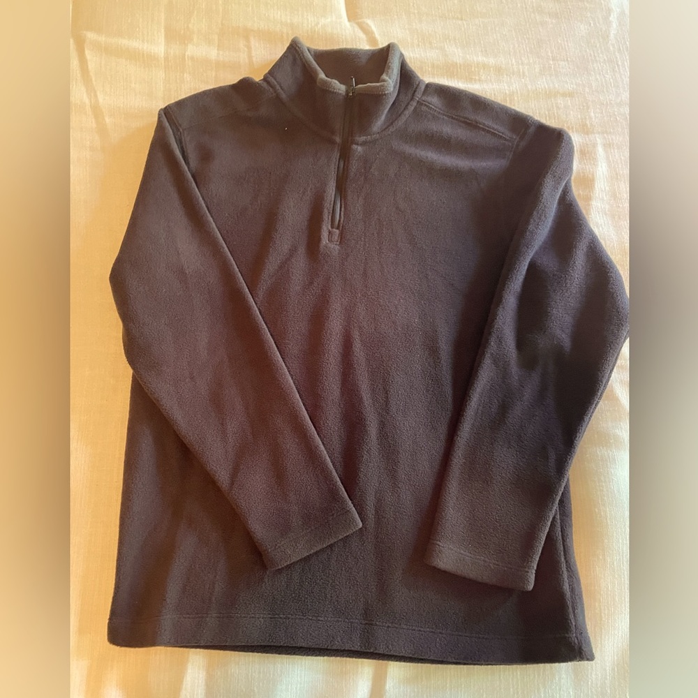 Fleece pullover: Black with zipper in front, grey trim (boys 10/12) by Old Navy